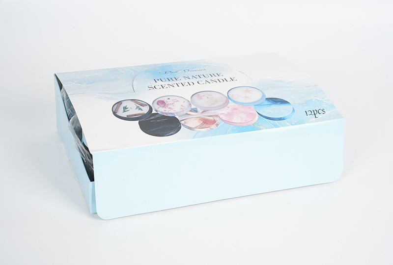 Bougie décorative botanique ronde en métal avec couvercle