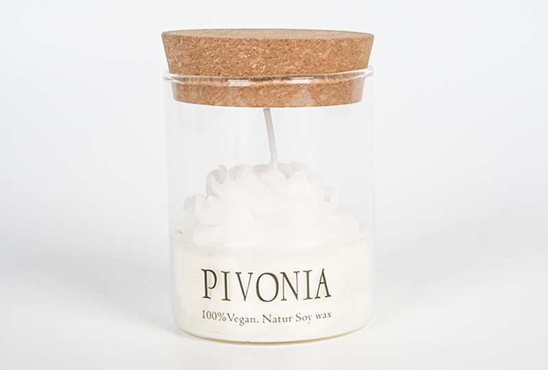 Bougie faite à la main en cire de soja végétalienne Peony Blossom