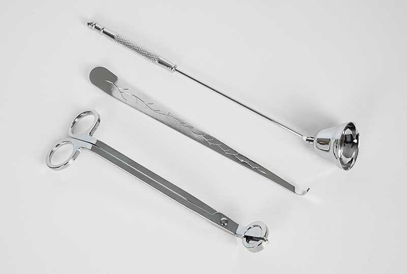 Ensemble élégant de coupe-mèche de bougie en acier inoxydable