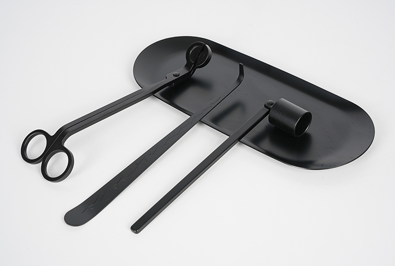 Ensemble élégant de coupe-mèche de bougie en acier inoxydable