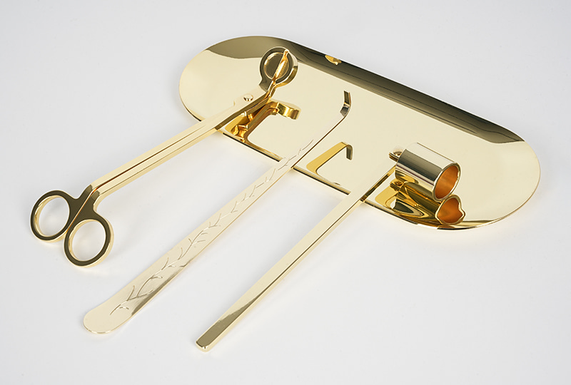 Ensemble élégant de coupe-mèche de bougie en acier inoxydable