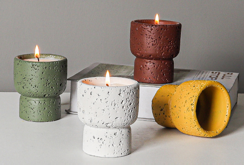 Bougie en pot de ciment en pierre volcanique de 100 à 200 g