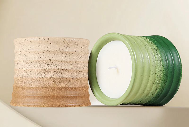 Bougie en pot en céramique texturée à glaçure dégradée