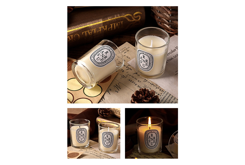 Bougie en verre parfumée à mèche en coton transparent