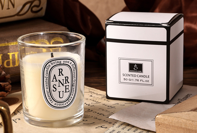 Bougie en verre parfumée à mèche en coton transparent