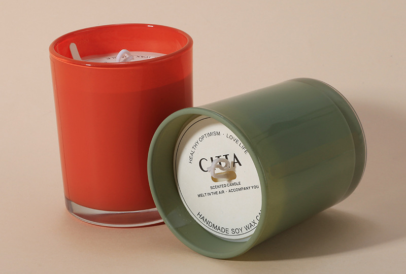 Bougie en pot en verre coloré à la cire de soja de 7 cm