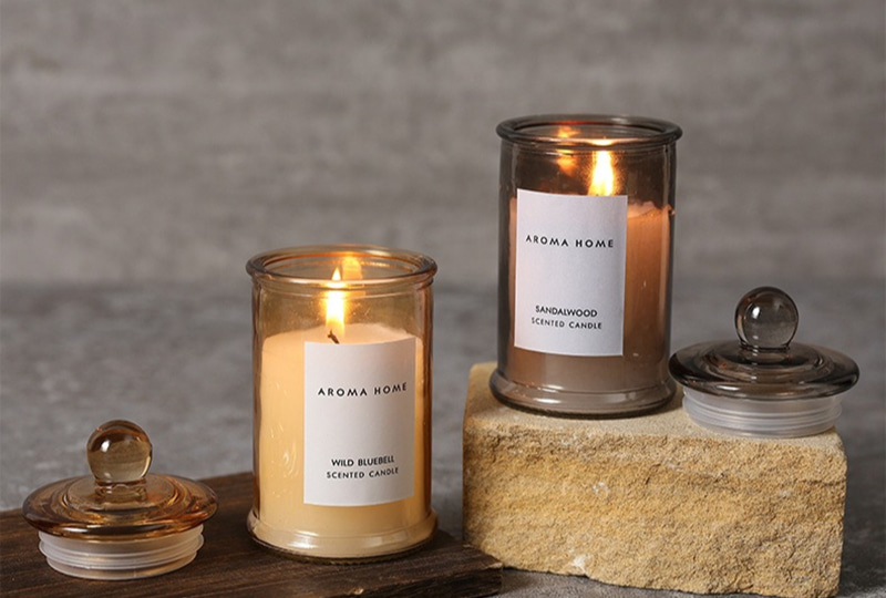 Bougie parfumée en verre aromathérapeutique avec couvercle