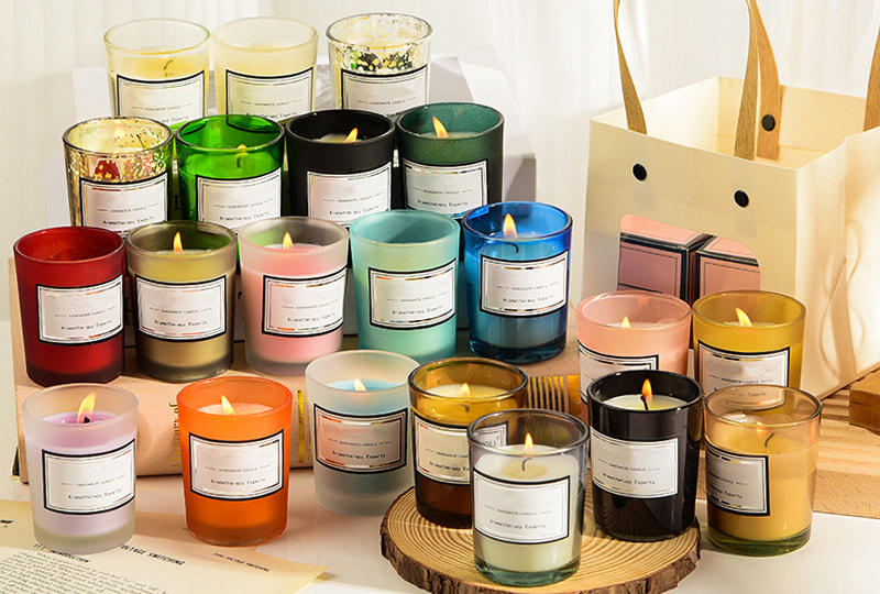 Bougie en verre votive parfumée colorée