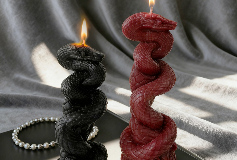 Bougie d'aromathérapie faite à la main en forme d'animaux en forme de serpent