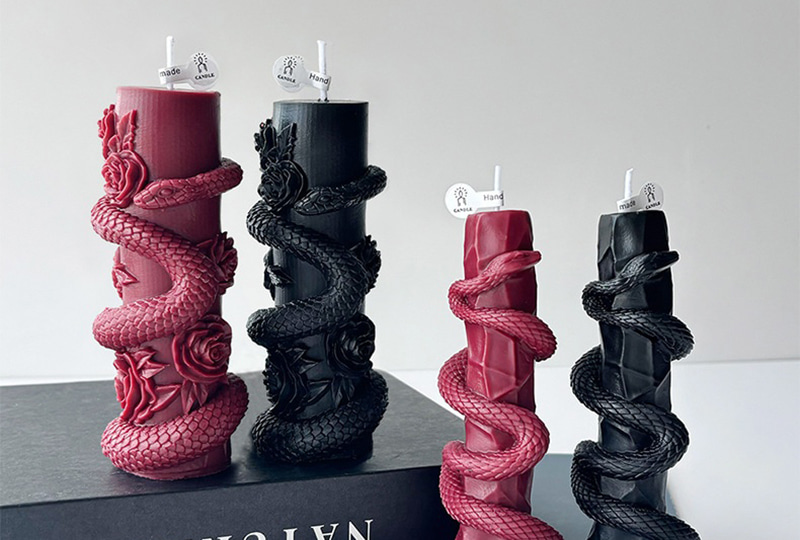 Bougie d'aromathérapie faite à la main en forme d'animaux en forme de serpent