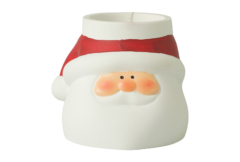 Bougie en cire de soja faite à la main, série Festival, tasse en plâtre, tête de père noël