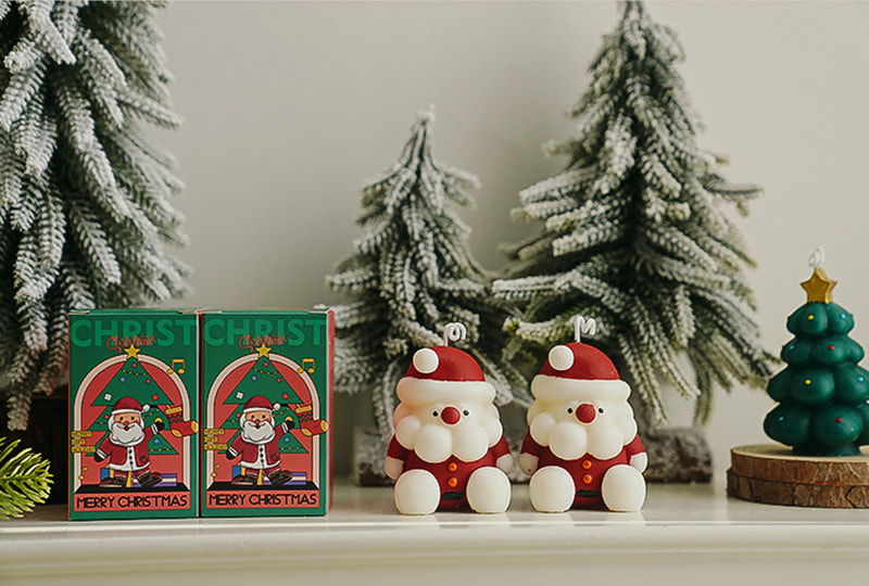 Bougie faite à la main de la série Festival du Père Noël de Noël