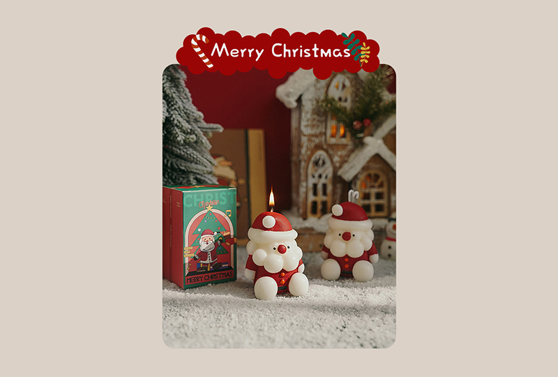 Bougie faite à la main de la série Festival du Père Noël de Noël