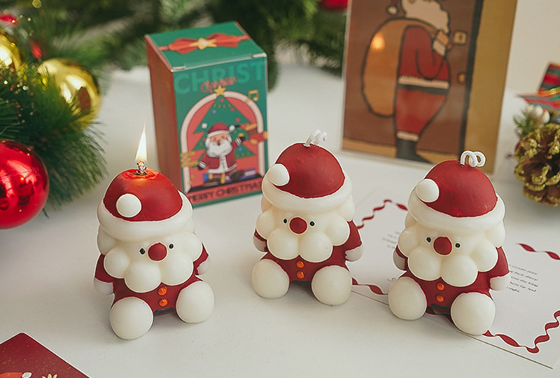 Bougie faite à la main de la série Festival du Père Noël de Noël