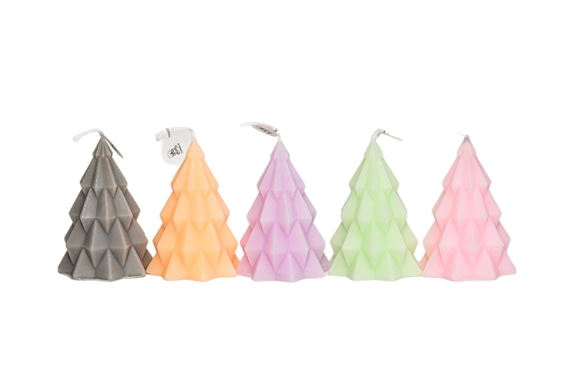 Bougie faite à la main de série de festival de cire de soja parfumée par arbre de Noël géométrique