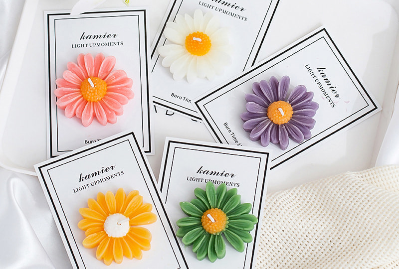 Bougie faite à la main en forme de fleur en forme de marguerite