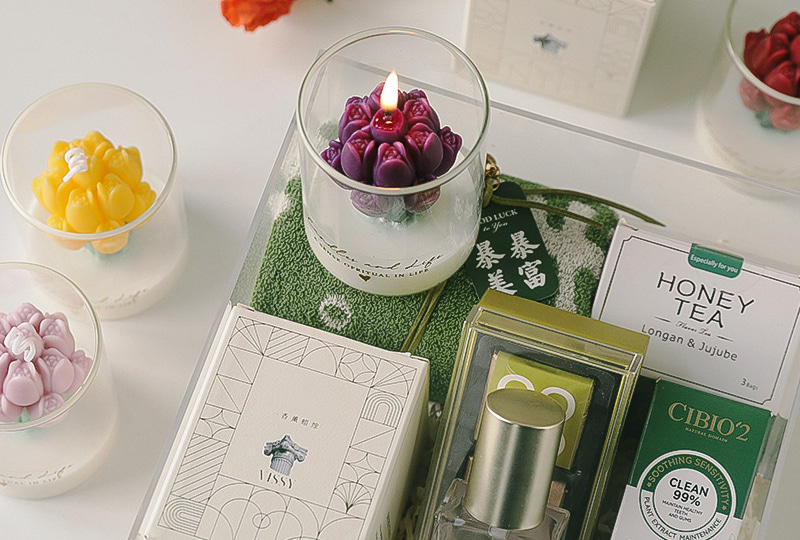 Bougie d'aromathérapie faite à la main, série de fleurs en verre de tulipe