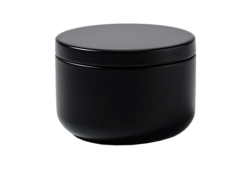 Bougie minimaliste en pot en métal noir
