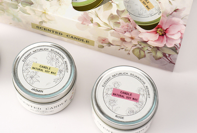 Bougie en pot en métal de voyage parfumée florale minimaliste