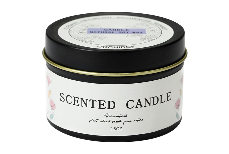 Bougie en pot en métal de voyage parfumée florale minimaliste