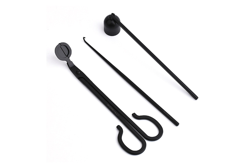 Coupe-mèche de bougie en acier inoxydable noir avec plateau à débris