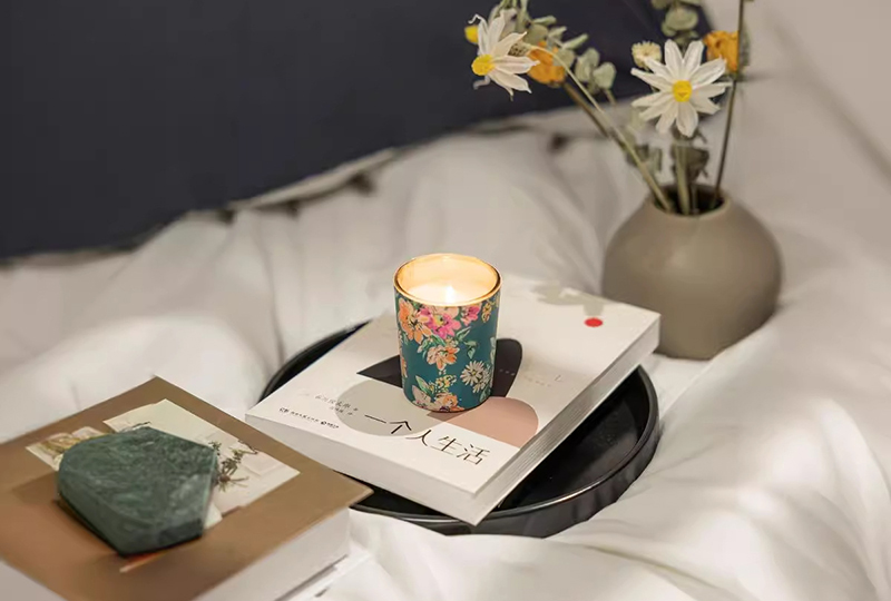 Coffret cadeau de bougies chauffe-plat en verre floral