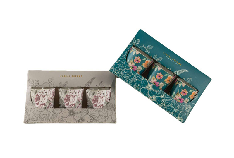 Coffret cadeau de bougies chauffe-plat en verre floral