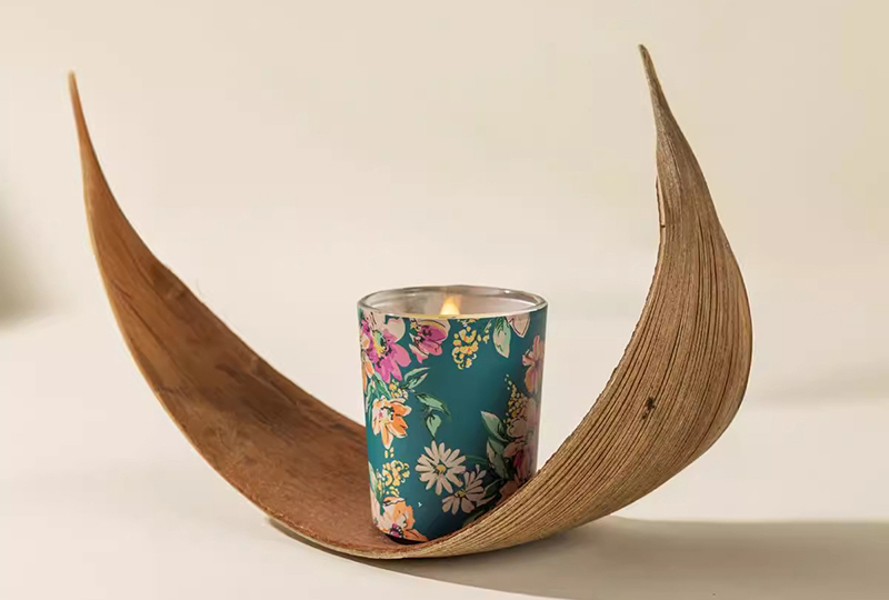 Coffret cadeau de bougies chauffe-plat en verre floral