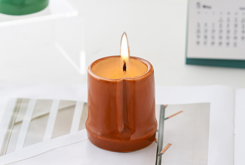 Mini bougeoir en pot en céramique émaillée