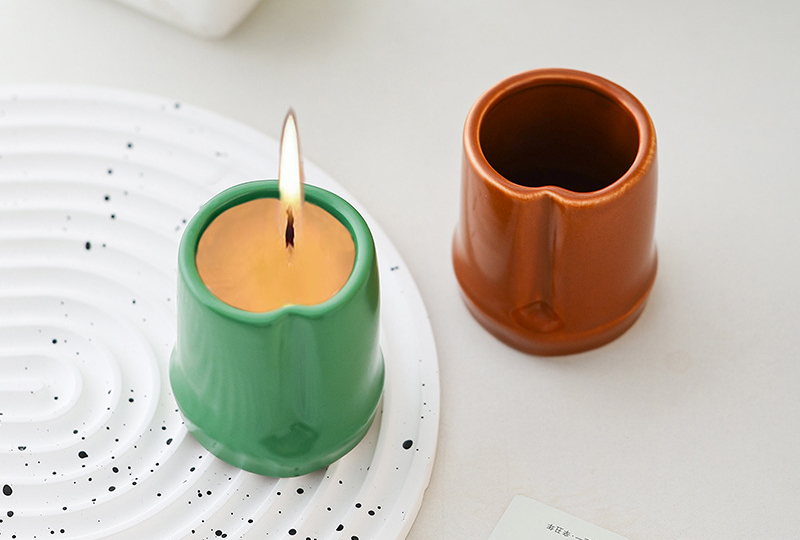Mini bougeoir en pot en céramique émaillée
