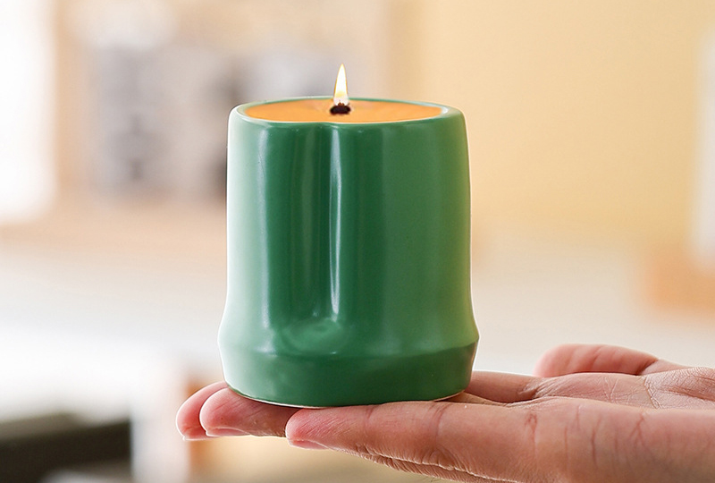 Mini bougeoir en pot en céramique émaillée