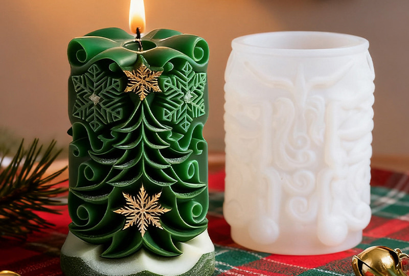 Moule à bougie en silicone en relief d'arbre de Noël