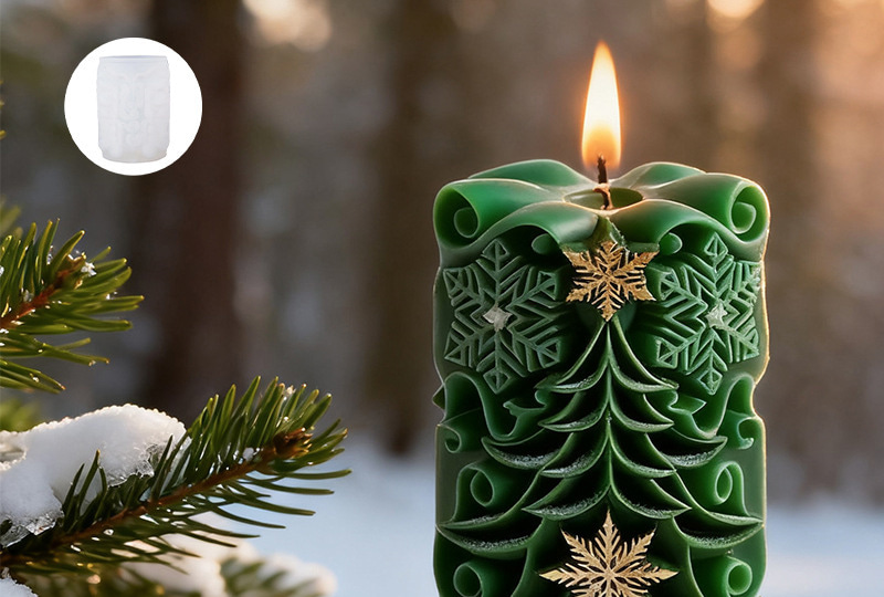 Moule à bougie en silicone en relief d'arbre de Noël