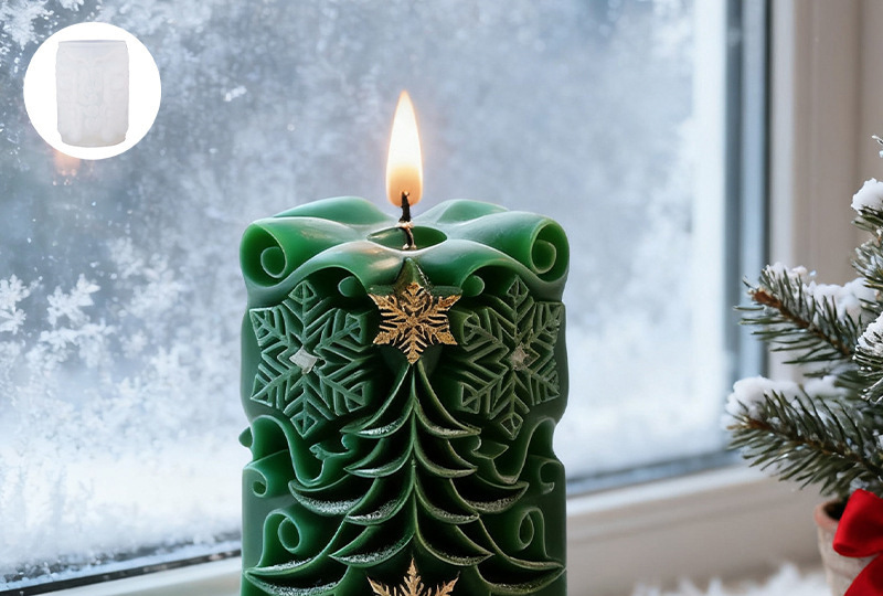 Moule à bougie en silicone en relief d'arbre de Noël