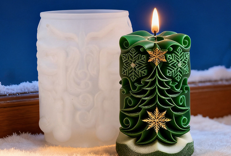 Moule à bougie en silicone en relief d'arbre de Noël