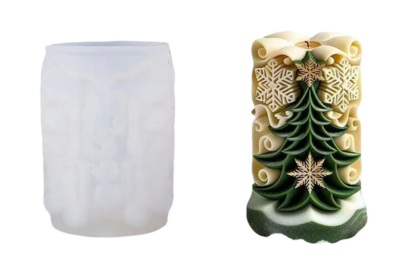 Moule à bougie en silicone en relief d'arbre de Noël