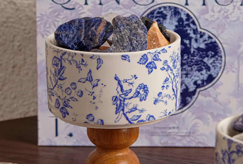 Ensemble de diffuseur en cristal de porcelaine bleu-blanc de style chinois