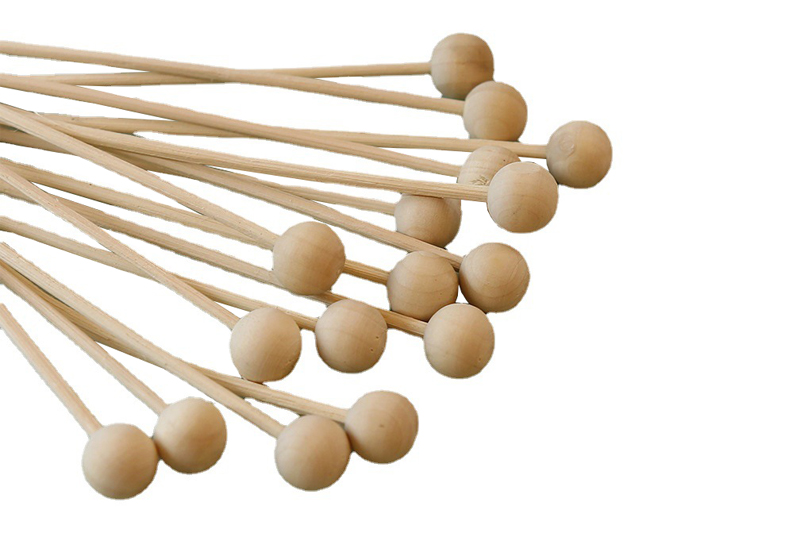 Bâtons diffuseurs à pointe sphérique en bois naturel