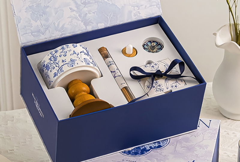 Ensemble de diffuseur en cristal de porcelaine bleu-blanc de style chinois