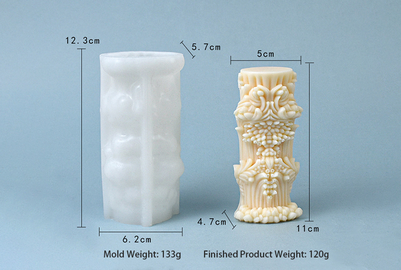 Moule à bougie en silicone colonne baroque 3D