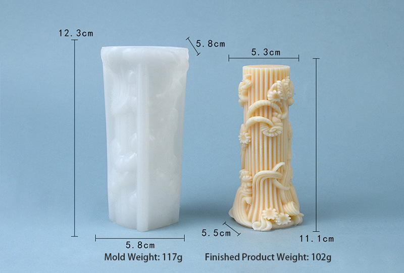 Moule à bougie en silicone colonne baroque 3D
