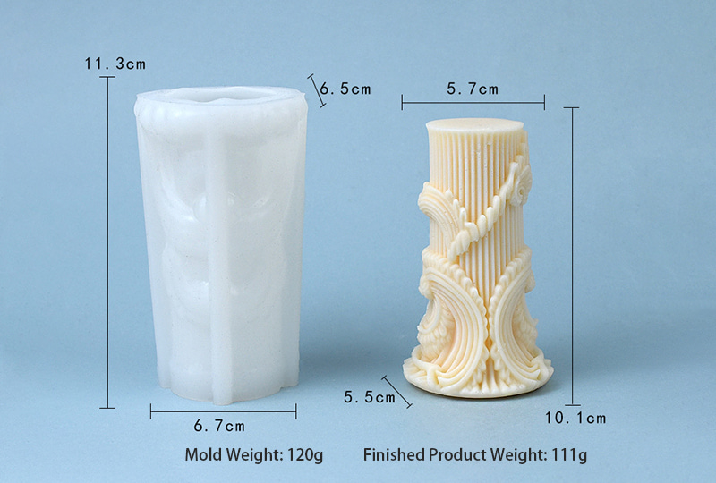 Moule à bougie en silicone colonne baroque 3D
