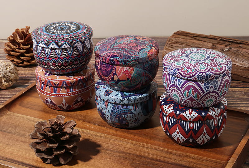 Récipient décoratif de bougie de pot en métal de modèle de Mandala