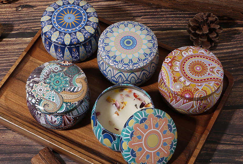 Récipient décoratif de bougie de pot en métal de modèle de Mandala