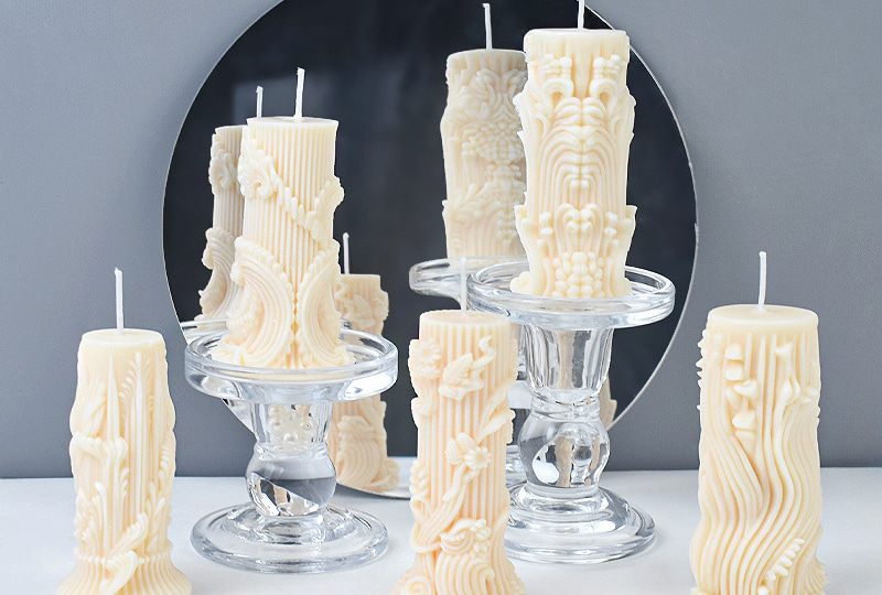 Moule à bougie en silicone avec colonne en relief baroque