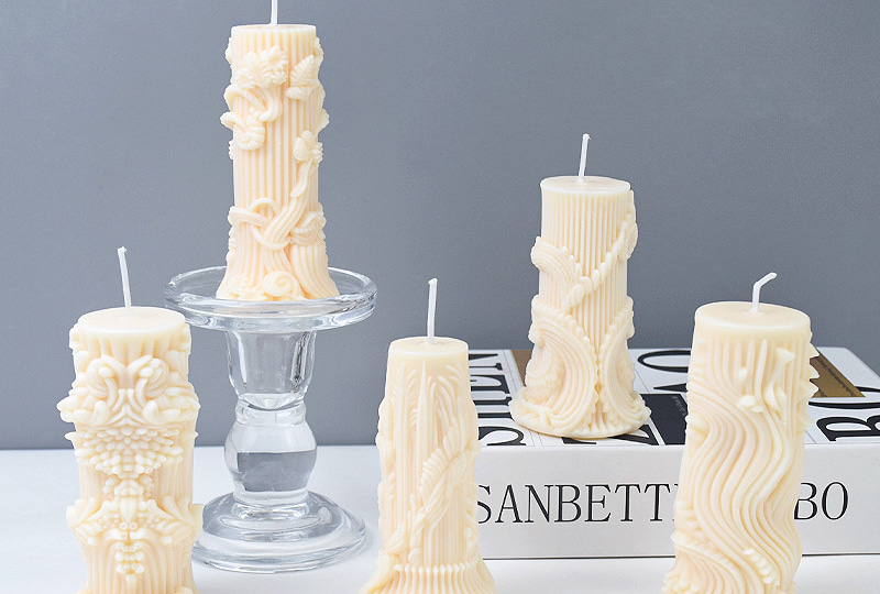 Moule à bougie en silicone colonne baroque 3D