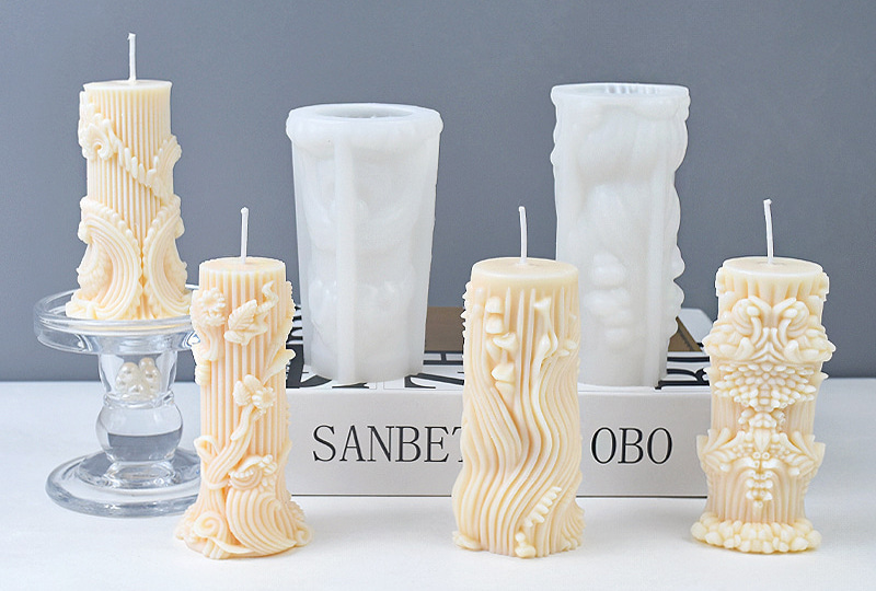 Moule à bougie en silicone colonne baroque 3D