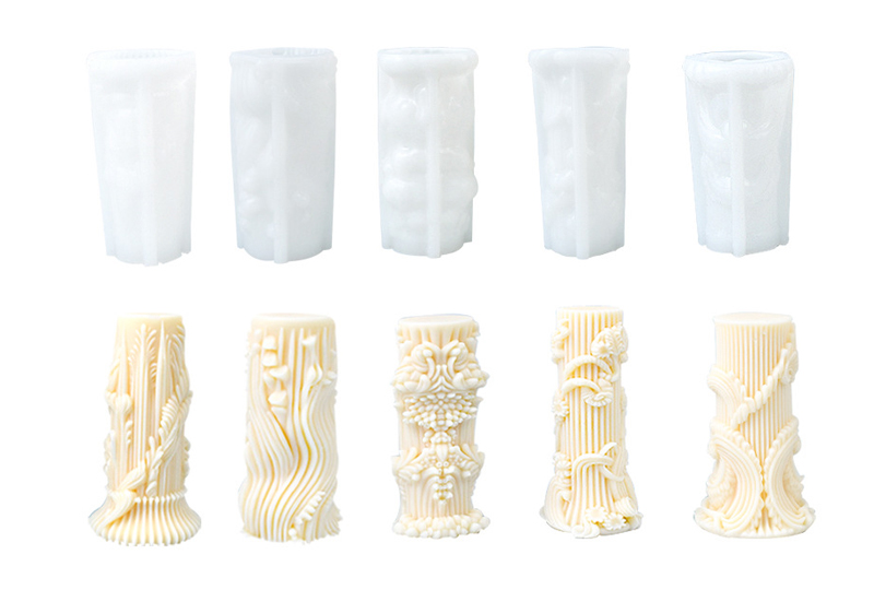 Moule à bougie en silicone colonne baroque 3D