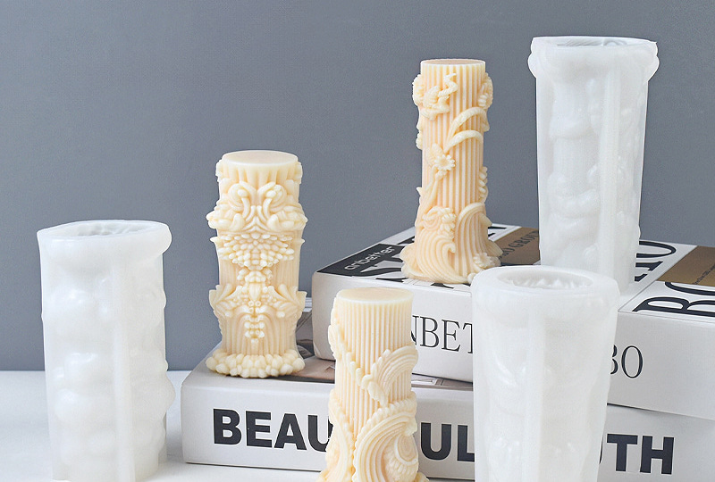 Moule à bougie en silicone colonne baroque 3D