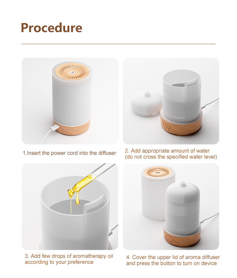 Humidificateur diffuseur compact à LED pour aromathérapie
